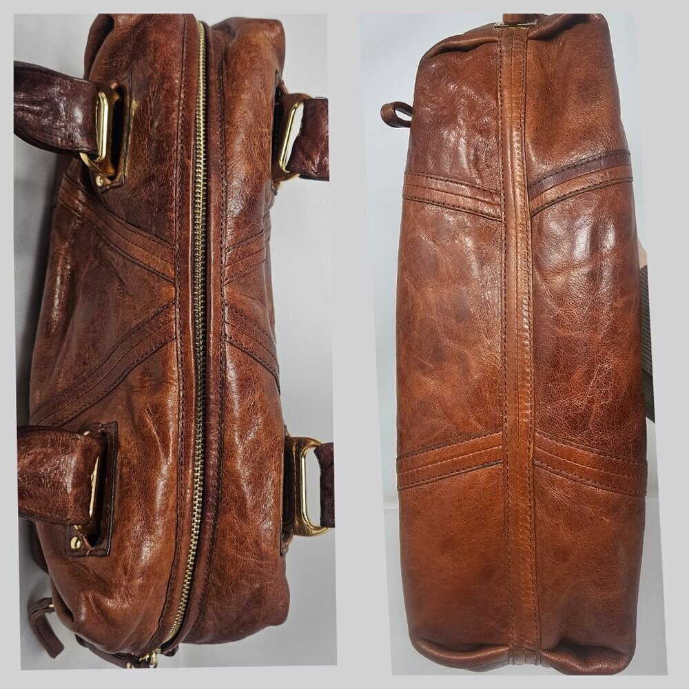 Kooba Leather Hadley Satchel Brown Shoulder Bag Crossbody Y2K Excellent - Picture 4 of 11